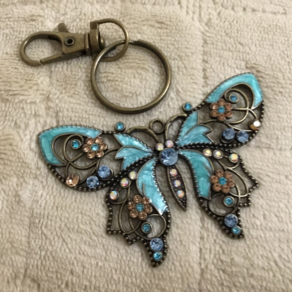 Antique Bronze Butterfly Keychain Accessory